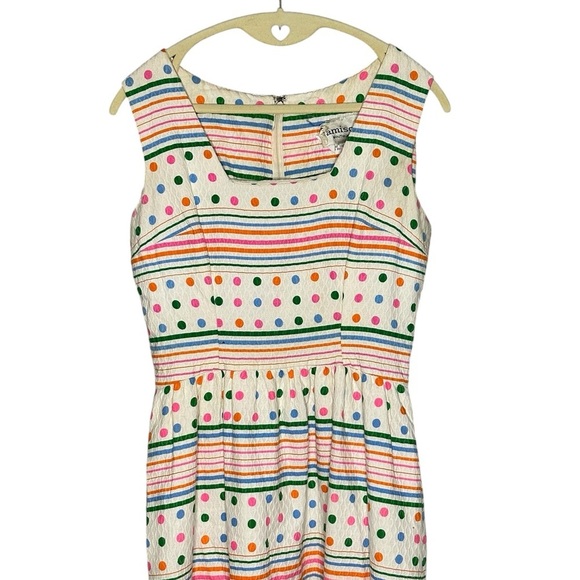 1970s Vintage Jamison Colorful Striped Sleeveless Maxi Dress Size 6/8 - Picture 2 of 8